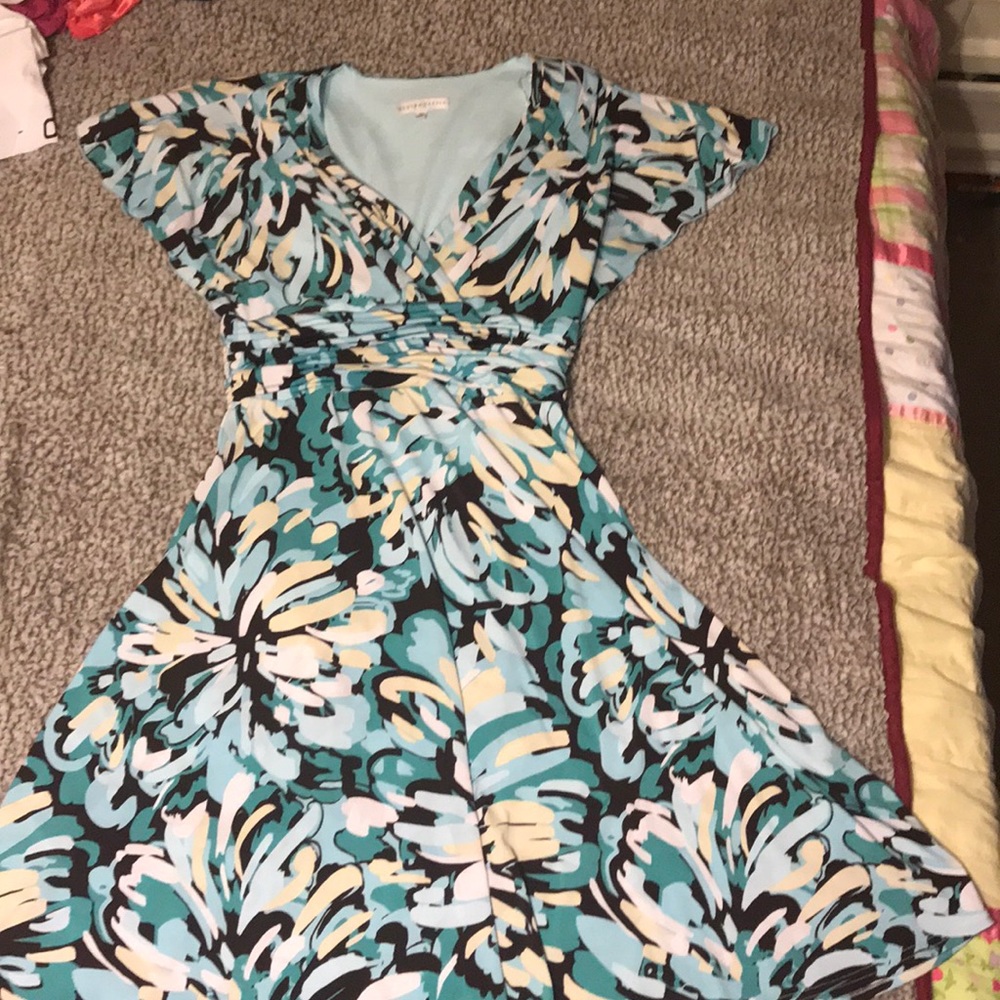 Beautiful teal and blue casual dress